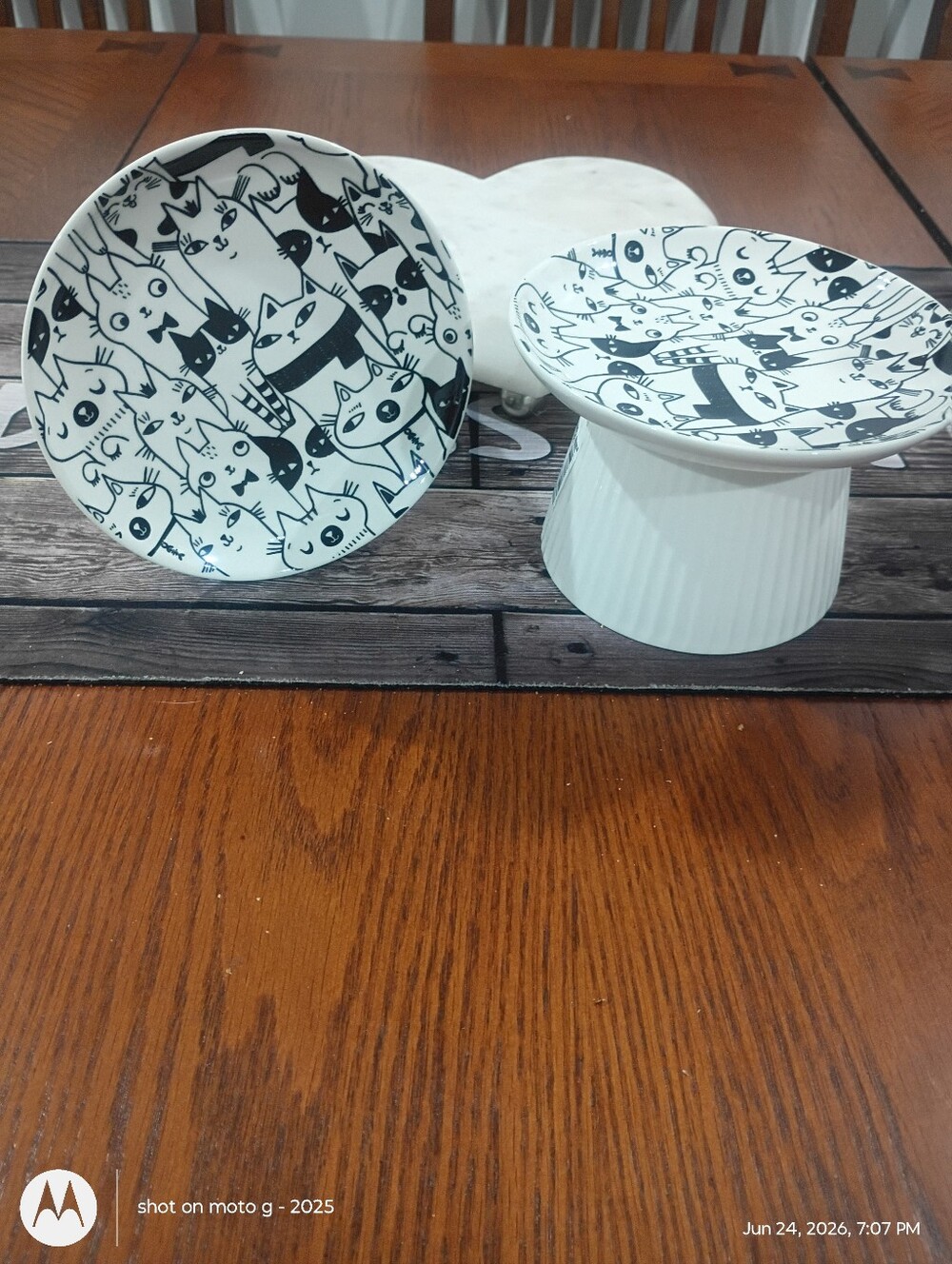 2 Signature Elevated Bowl Cat Design New